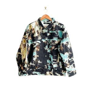 Jaded London Mens Denim Jacket Button Front Long Sleeve Colourblock Small